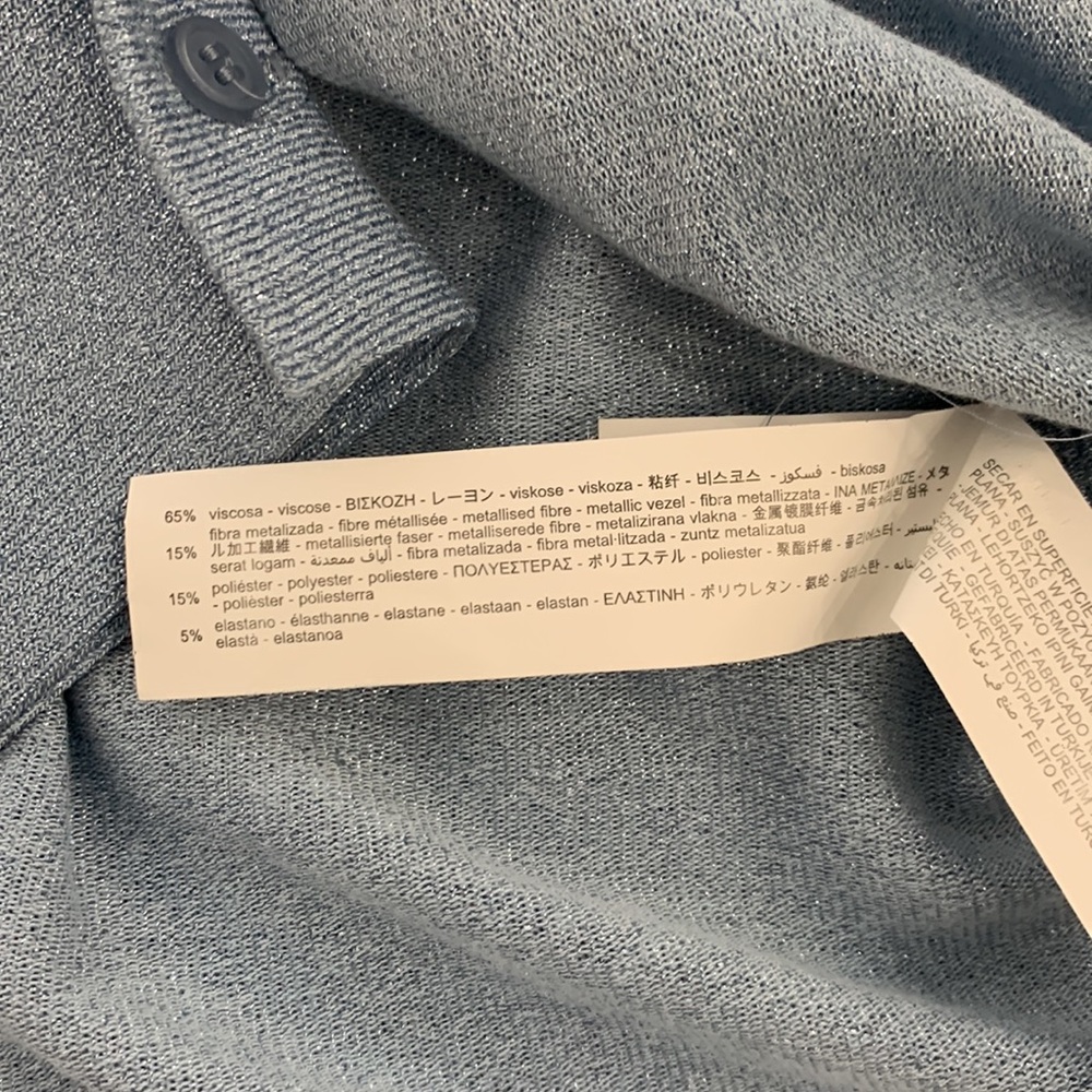 NWT Zara Light Blue Open Detail Ruched Top - Picture 10 of 14